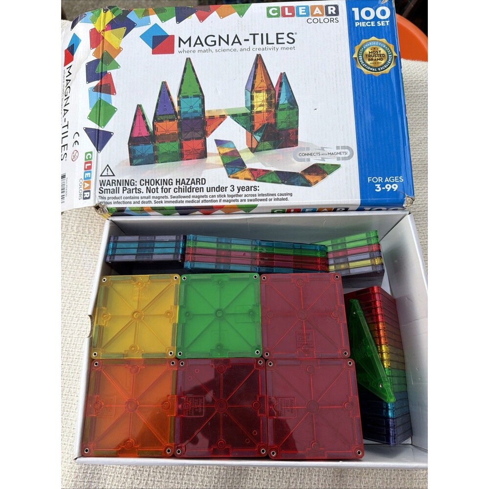 Magna-Tiles Large Lot 113 Pieces Mixed Shapes Stem Magnets Magna Tiles Blocks